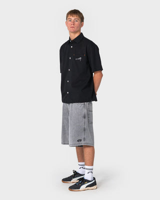 Man wearing Far Away Short Sleeve Shirt in Black