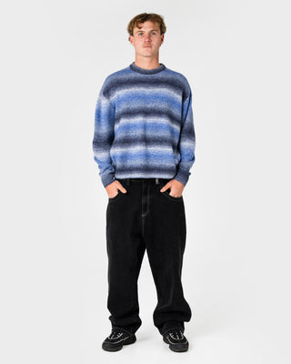 Man wearing Space Fluff Sweater in Atlantic Blue