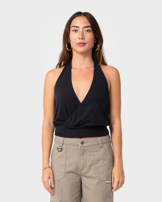 woman-wearing-honey-halter-top-in-black