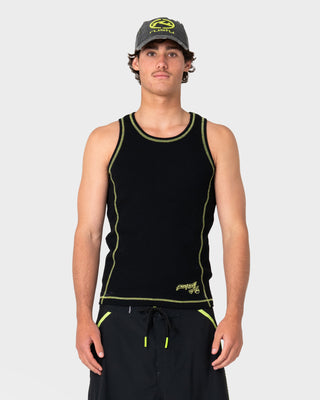 Man wearing Slack Jack Ribbed Heavy Tank in Black3