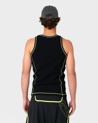 Man wearing Slack Jack Ribbed Heavy Tank in Black3