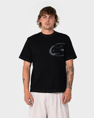 Man wearing Pop Shmoke Graphic Tee in Black