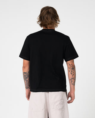 Man wearing Pop Shmoke Graphic Tee in Black