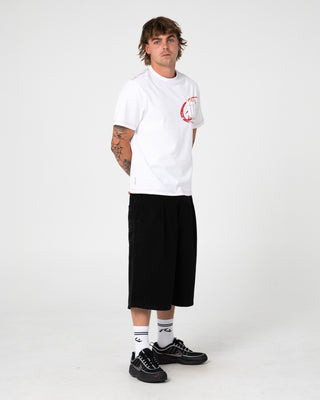 Man wearing Pop Shmoke Graphic Tee in White