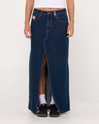 Celeste Low Rise Denim Maxi Skirt