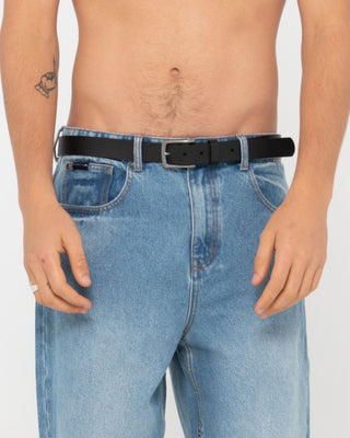 Mens High River Leather Belt in Black