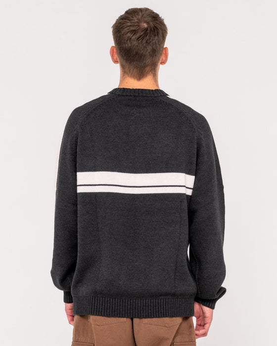 man-wearing-white-lines-2-0-knitted-crew-in-black-marle