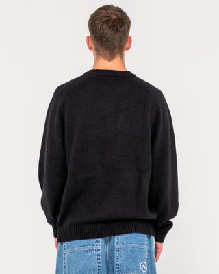 Man wearing Alpha Kappa Knitted Crew in Black