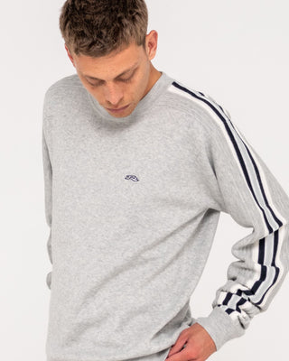 Man wearing Big Red Crew Neck Sweater in Ultimate Grey