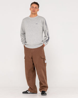 Man wearing Big Red Crew Neck Sweater in Ultimate Grey