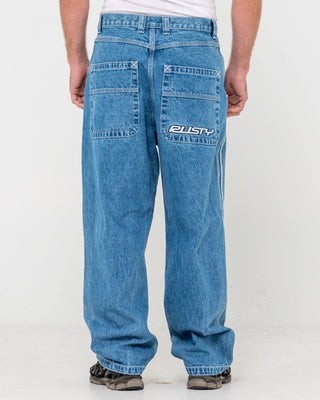 Man wearing Flip Daddy 2.0 Jean - Middy Blue in Middy Blue / Grey