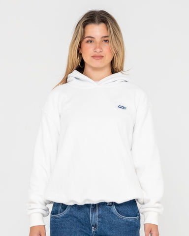 Woman wearing Bangez N Mash Baggy Hooded Fleece in White