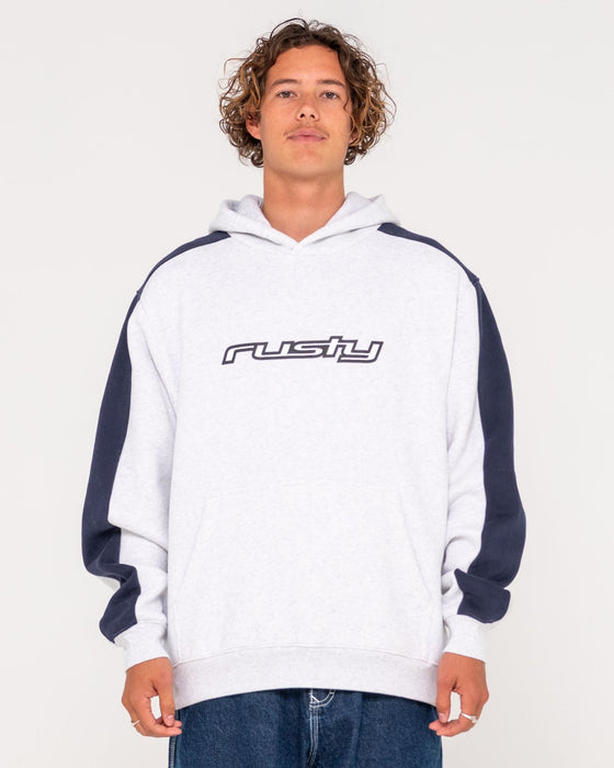 man-wearing-2k-sing-hooded-fleece-in-ecru-marle