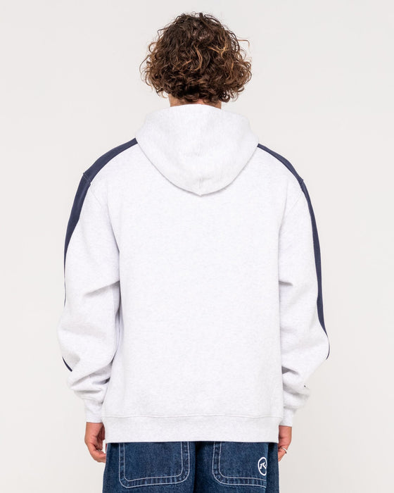 man-wearing-2k-sing-hooded-fleece-in-ecru-marle