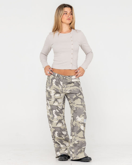 woman-wearing-camo-mile-low-rise-cargo-pant-in-camo