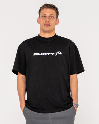 Man wearing Vital Rusty Short Sleeve Tee in Black