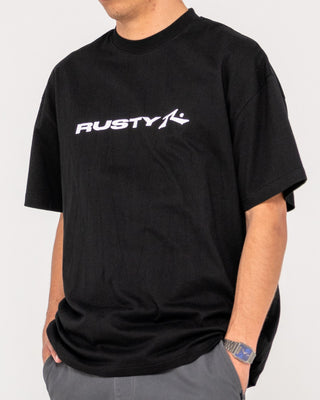 Man wearing Vital Rusty Short Sleeve Tee in Black