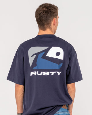 Man wearing Phenom Short Sleeve Tee in Navy Blue 2