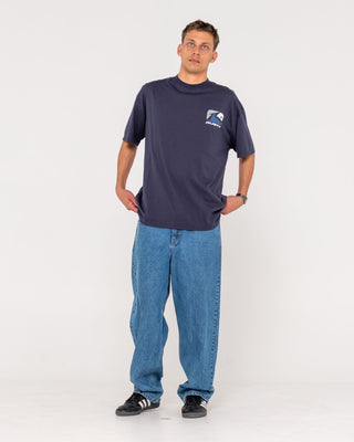 Man wearing Phenom Short Sleeve Tee in Navy Blue 2