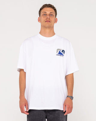 Man wearing Phenom Short Sleeve Tee in White 4