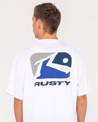 Man wearing Phenom Short Sleeve Tee in White 4