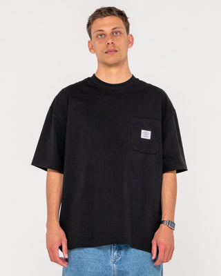 Man wearing Steezey Short Sleeve Heavy Tee in Black