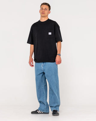 Man wearing Steezey Short Sleeve Heavy Tee in Black