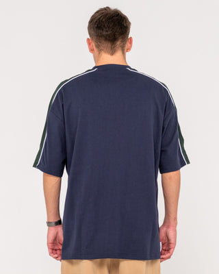 Man wearing Alonso Short Sleeve Tee in Navy Blue