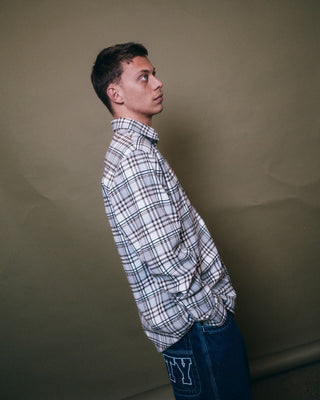 Man wearing Brooks Long Sleeve Shirt in Pinecone