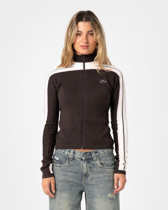 woman-wearing-daddy-gb-zip-through-knit-in-java