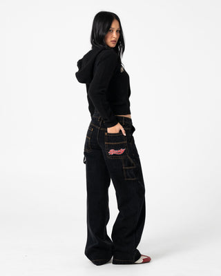 Woman wearing Intro Sofia Knitted Hood in Black