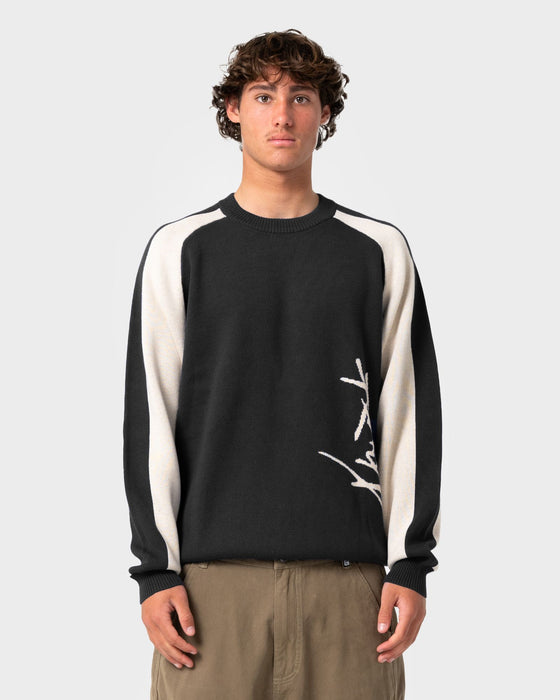 man-wearing-roll-safe-boxy-knitted-crew-in-black-marle