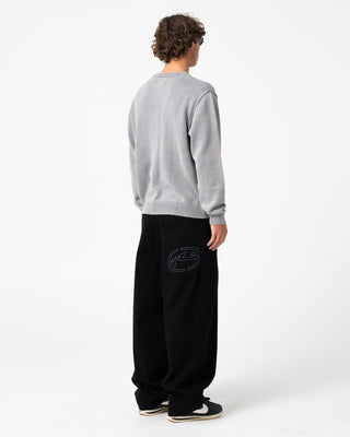 Man wearing Saxon Printed Sweater in Steel Blue