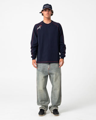 Man wearing Redemption Baggy Jean in Dirty Dawg