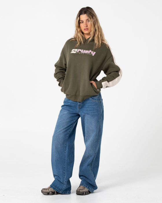 woman-wearing-hailstone-oversized-hooded-fleece-in-army-green