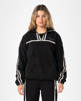 Woman wearing Bind Me Up Contrast Polar Fleece in Black