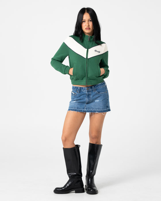 woman-wearing-fever-zip-through-fleece-in-green-bean