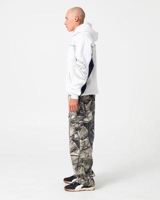 Man wearing Titan Hooded Fleece in Ecru Marle