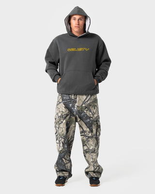 Man wearing Outliner Hooded Fleece in Carbon