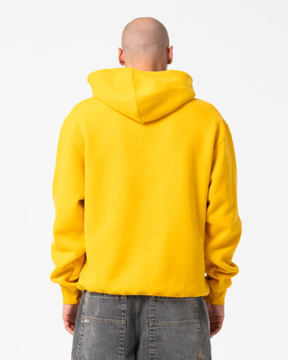 Man wearing Rusteeze Hooded Fleece in Gold Fusion