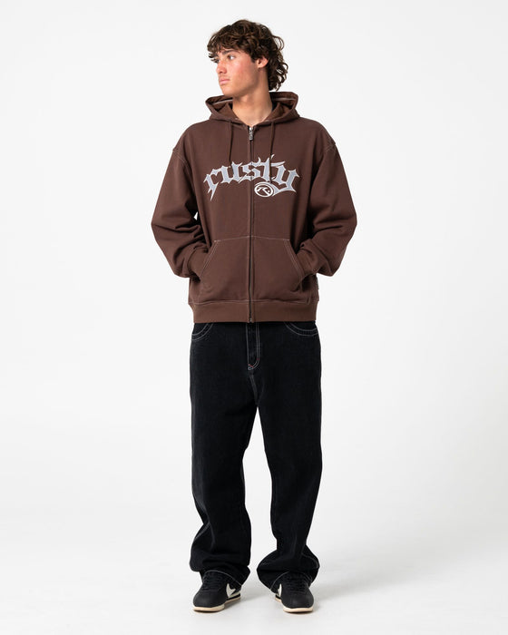 man-wearing-freaker-zip-thru-hooded-fleece-in-pinecone