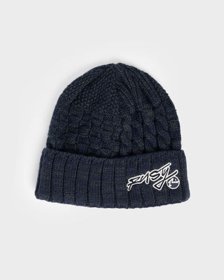 Mens Ice Wave Beanie in Navy Blue