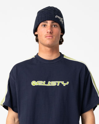 Mens Ice Wave Beanie in Navy Blue