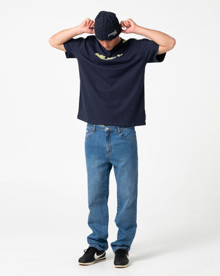 Mens Ice Wave Beanie in Navy Blue