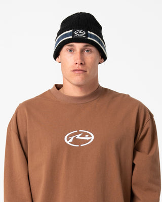 Mens Dead Bones Reversible Beanie in Black
