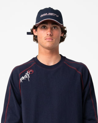 Mens Flip Daddy Panel Dad Cap in Navy Blue