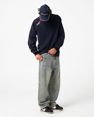 Mens Flip Daddy Panel Dad Cap in Navy Blue