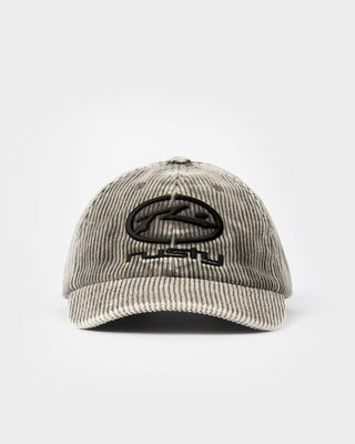 Mens Placid Cord 6 Panel Cap in Black