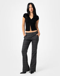 Plaid Mummy Low Rise Suit Pant