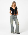 DIY Wendy Wide Low Rise Distressed Jean